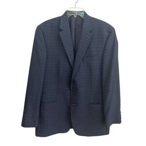 Lauren Ralph Lauren Navy Blazer Size 44L Windowpane Pattern 2 Button Closure